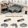 Sectional Sofa Convertible Pull Out Sofa Bed L - Shaped Sofa U - Shaped Sofa With A Movable Storage Ottoman For Living Room - Gray - Image 5
