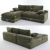 Modern Minimalist Modular Sectional Sofa Set, Upholstered Sleeper Sofa - Army Green - Image 3