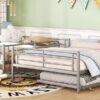 Full Long Over Queen Metal Bunk Bed With Trundle - Silver - Image 21