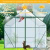 Double Door Polycarbonate Greenhouse Raised Base And Anchor Aluminum Heavy Duty Walk In Greenhouses For Outdoor Backyard In All Season - Green - Image 7