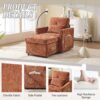 Multifunctional Chenille Recliner Sofa With Storage And Phone Bracket For Living Room Or Bedroom - Orange - Image 5