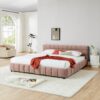 Modern King Size Upholstered Bed With Headboard And Storage Drawer - Pink - Image 6