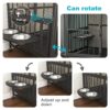 Modern Kennel Dogs Room Up To 80 Lb, Dog Crate Furniture With Multi-Purpose Rremovable Ttray, Double-Door Dog House, Lift Panel, 360 Degree Rotation, 3 Height Adjustable Feeding Bowls - Antique Gray - Image 5