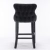 Contemporary Velvet Upholstered Wing-Back Barstools With Button Tufted Decoration And Wooden Legs, And Chrome Nailhead Trim, Leisure Style Bar Chairs, Bar Stools (Set of 4) - Black - Image 8