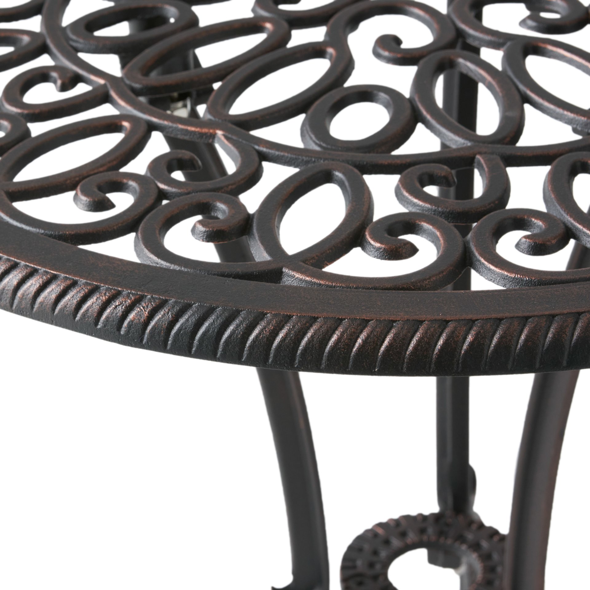 Charleston 3 Pieces Cast Bistro Set - Copper - Image 17