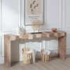 Modern Console Table Entryway Table With Sculpted Block Design Narrow Sofa Table For Hallway Living Room Or Foyer - Multicolor - Image 4