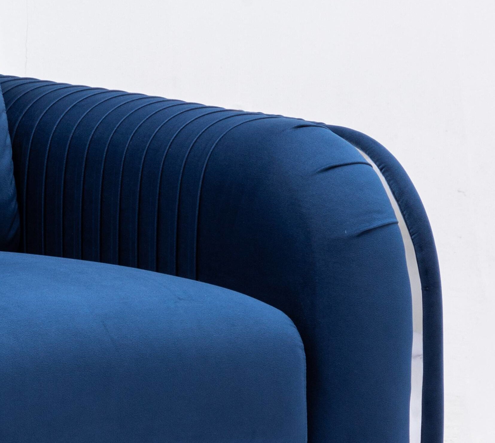 Wenona - Velvet 3 Pieces Living Room Set - Blue - Image 2