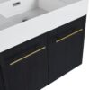 Modern Wall Mounted Bathroom Vanity With Thick Edged Resin Sink And Storage Rack Plywood - Black Chestnut - Image 17