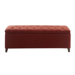 Shandra - Tufted Top Soft Close Storage Bench - Rust Red