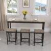 Modern Design Kitchen Dining Table Set With 3 Stools - Brown Gray - Image 2