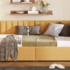 Twin Size Upholstered Daybed With 2 Storage Drawers, Sofa Bed Frame No Box Spring Needed - Yellow - Image 13