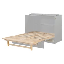 Full Size Murphy Bed With Large Drawers, Space Saving Design - Gray