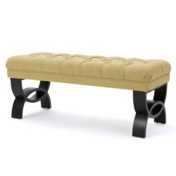 Hilton - Ottoman Bench With Button - Tufted Diamond Stitching - Yellow