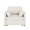 Convertible Pull Out Sofa Bed, 3 In 1 Convertible Sleeper Chair Adjustable Backrest With Thicked Cushions, Multi Functional Linen Armchair For Living Room, Bedroom, Apartment, Office - White - Image 12