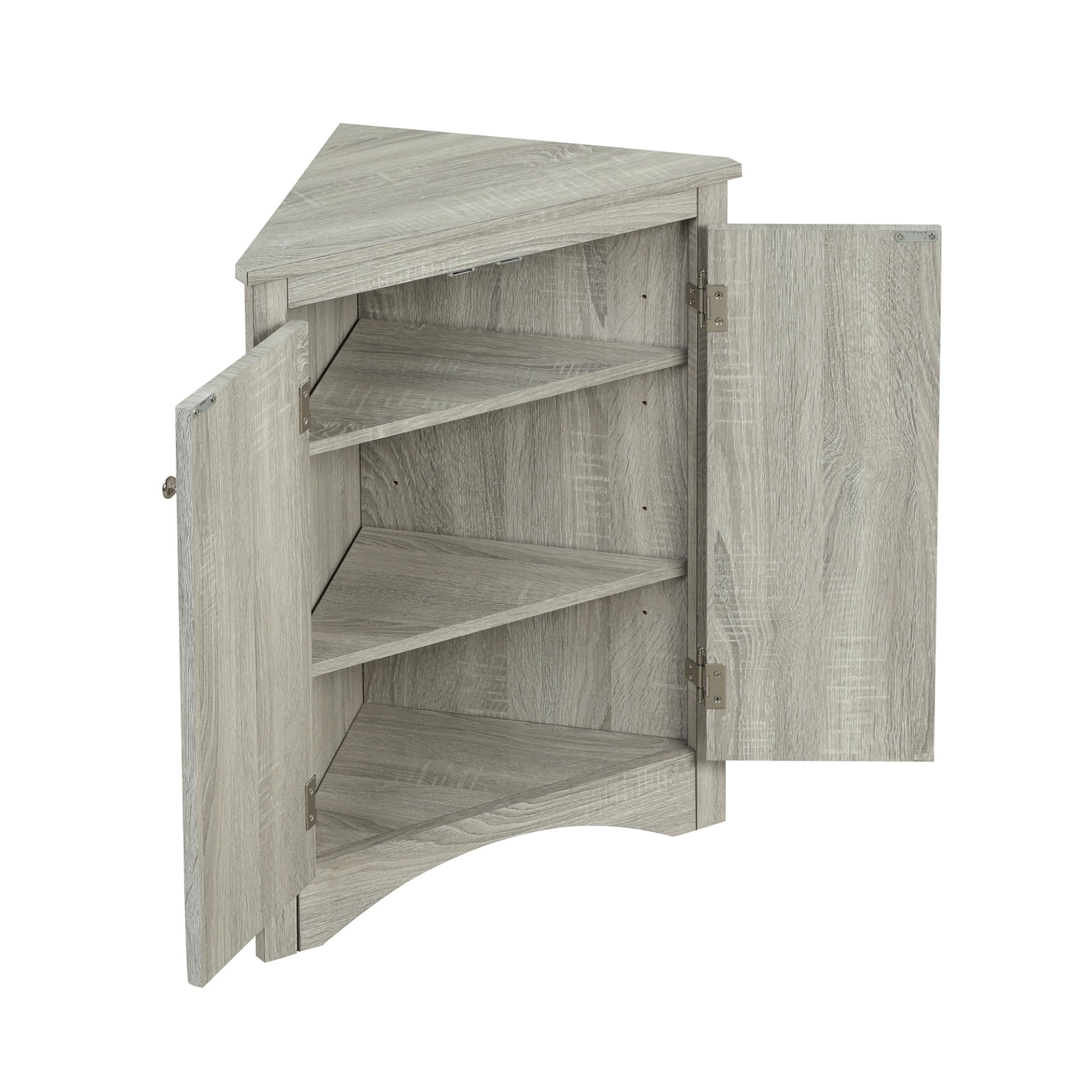 Triangle Bathroom Storage Cabinet With Adjustable Shelves, Freestanding Floor Cabinet For Home Kitchen - Oak - Image 15