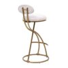 Modern S Shaped Bar Stools (Set of 2) With Backrest Floral Print Upholstered Dining Chairs Counter Height For Kitchen Island - Gold & White Print - Image 8