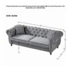 Chesterfield Velvet Upholstery Fabric Sofa With Roll Armrest & Nailhead, 3 And 2 Seater - Gray - Image 3