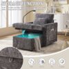 Multifunctional Recliner With Storage Backrest And Cell Phone Bracket Chenille For Living Room And Bedroom - Gray - Image 7