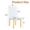 Elegant Vintage Armless Dining Chairs Set With Grid Design And Metal Legs (Set of 4) - White / Gold - Image 3
