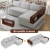 Sectional Sofa Upholstered Sofa Couch With Reversible Armrests For Living Room - Gray - Image 24