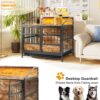 Multi Function Dog Crates With Storage, Double Doors, Indoor Dog Crate - Black Brown - Image 6