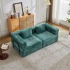 Convertible Floor Sofa Bed With Fixed Shape Frame, Loveseats Boneless Modular Sectional, For Living Room - Dark Green - Image 14