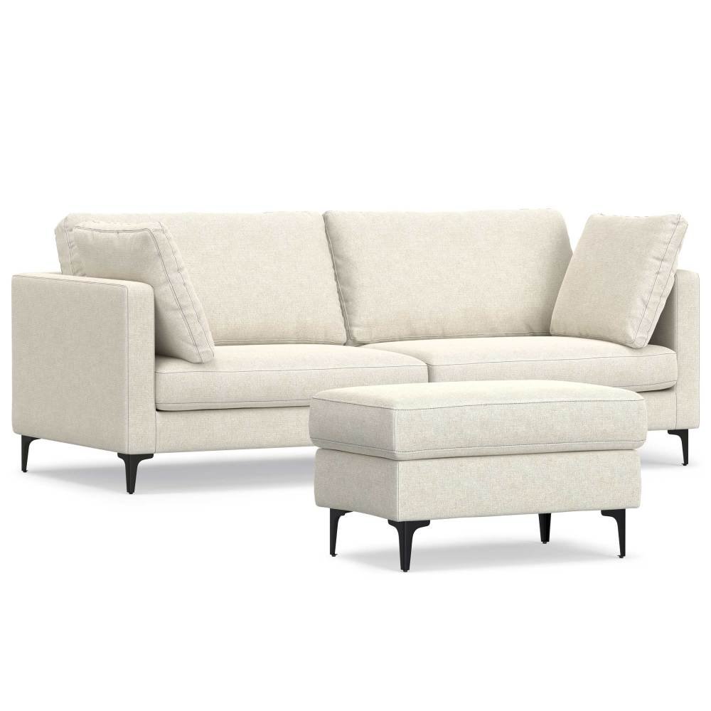 Ava - Mid Century Sofa With Ottoman Set - Cream - Image 10