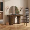 Jesse - Single Drawer Oval Computer Desk - Dark Brown Burl - Image 7