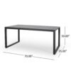 Modern Outdoor Dining Table With, Slatted Top, And U Shaped Legs - Black - Image 3