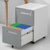 3 Drawer Mobile Locking File Cabinet, Rolling Filing Cabinet For Letter / A4 Size With 5 Wheels - Gray - Image 4