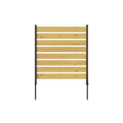 Goodyo - Outdoor Privacy Screen Cedar Wood And Aluminum Frame Fence For Pool Equipment And Trash Can Enclosures - Black / Natural