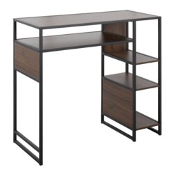 Display Farmhouse Bar Height Table With Storage Space - Black / Walnut