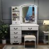 Fashion Vanity Desk With Mirror And Adjustable Lighting, 6 Drawers, 3 Color Light Modes - White - Image 2