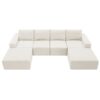 Modular U Shaped Sectional With Ottomans, Luxury Cloud Floor Couch With Deep Seat Fully Compressed Upholstered Sofa - Beige - Image 25