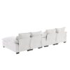 Modern U Shaped Sofa With Console, Cupholders And USB Ports, 6 Seat Upholstered Symmetrical Indoor Furniture, Sleeper Couch Set With Chaise - White - Image 5