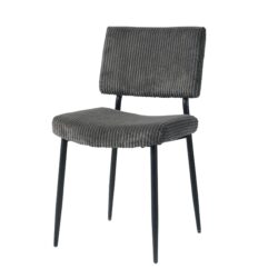Modern Dining Chair (Set of 2) Fabric Upholstered With Black Metal Legs, Home And Bedroom Use - Gray