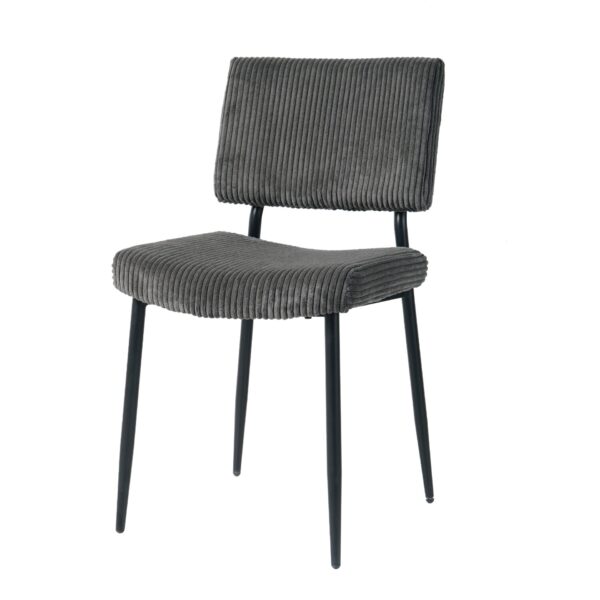 Modern Dining Chair (Set of 2) Fabric Upholstered With Black Metal Legs, Home And Bedroom Use - Gray
