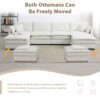Chenille Modular Sectional Sofa, U Shaped Cloud Couch Set With Double Cushions, 6 Seat Sleeper Sofa Bed With Ottomans, Oversized Indoor Furniture - Cream - Image 13