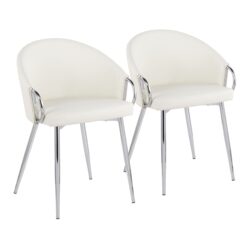 Claire - Contemporary / Glam Chair (Set of 2) - Chrome / White