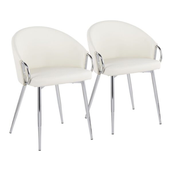 Claire - Contemporary / Glam Chair (Set of 2) - Chrome / White