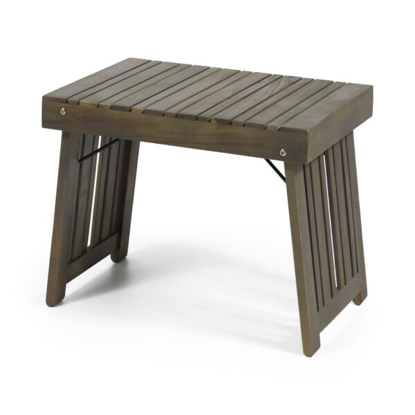 Temptation - Outdoor Foldable Side Table With Slat Design - Gray