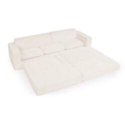 Modern Minimalist Corduroy L Shaped Modular Sectional Sofa Bed Foam Interior - Beige
