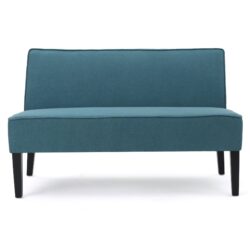 Contemporary Loveseat With Upholstered Fabric And Birch Wood Legs - Teal