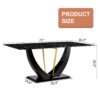 Modern Minimalist Luxurious Imitation Marble Dining Table Rectangular Office Desk With Tempered Glass - Black - Image 3