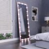 Hollywood - Full Length Mirror With Lights Full Body Vanity Mirror With 3 Color Modes Wall Lighted Standing Floor Mirror For Dressing Room Bedroom Hotel Touch Control - Pink - Image 9