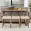 4 Piece Bar Table Set With Power Outlet, Dining Bar Table And Chairs Set, Bar Table Set With 3 Padded Stools For Living Room, Dining Room, Game Room - Brown - Image 4
