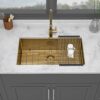 Undermount Kitchen Sink 32" X 19", 16 Gauge Deep Single Bowl - Gold - Image 4