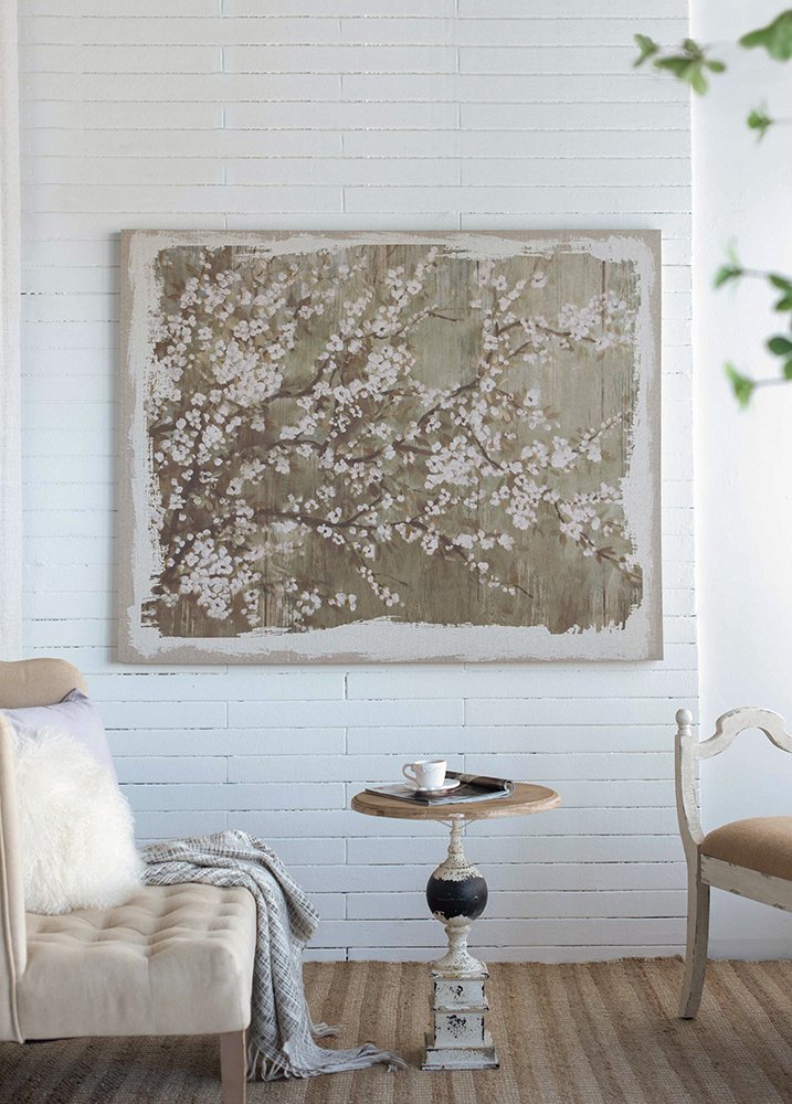 Large Cherry Blossom Canvas Art Print, Home Decor Accent Piece - Gray / White Matte - Image 11