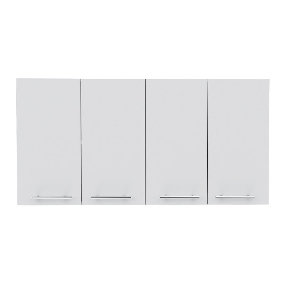 Wall Cabinet Four Doors, With Two Internal Shelves And Internal Plate And Glass Organizer - White - Image 2