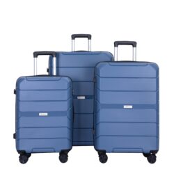 Hardshell Suitcase Spinner Wheels Pp Luggage Sets Lightweight Durable Suitcase With Tsa Lock, 3 Piece Set (20/24/28) - Blue